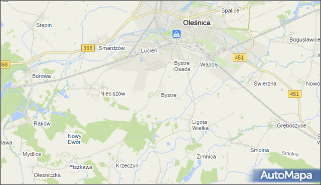 mapa Bystre gmina Oleśnica, Bystre gmina Oleśnica na mapie Targeo