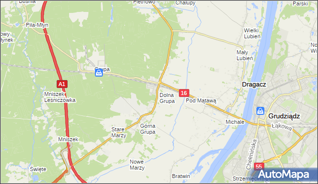 mapa Dolna Grupa, Dolna Grupa na mapie Targeo