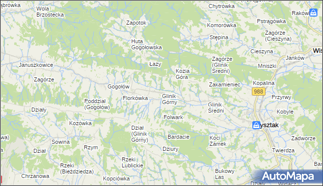 mapa Glinik Górny, Glinik Górny na mapie Targeo