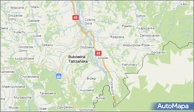 mapa Jurgów, Jurgów na mapie Targeo