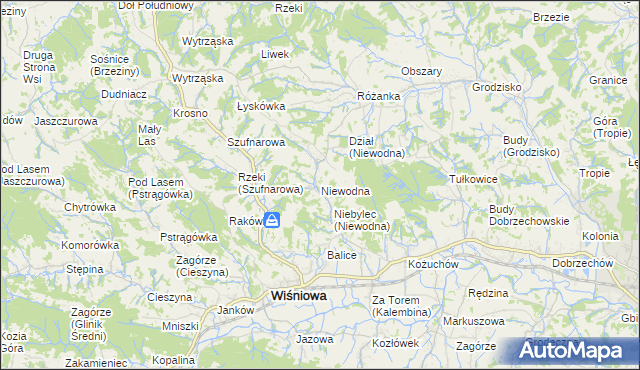 mapa Niewodna, Niewodna na mapie Targeo