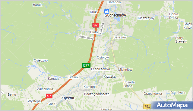 mapa Ostojów, Ostojów na mapie Targeo