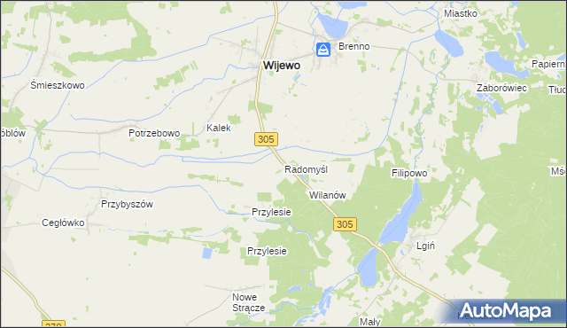 mapa Radomyśl gmina Wijewo, Radomyśl gmina Wijewo na mapie Targeo