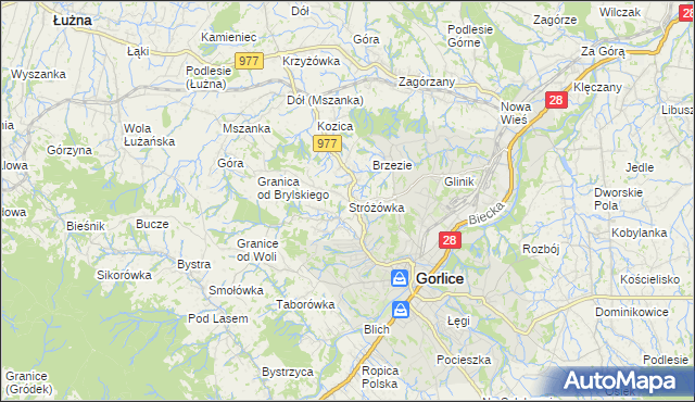 mapa Stróżówka, Stróżówka na mapie Targeo