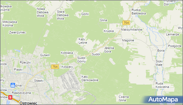 mapa Sudół gmina Bodzechów, Sudół gmina Bodzechów na mapie Targeo