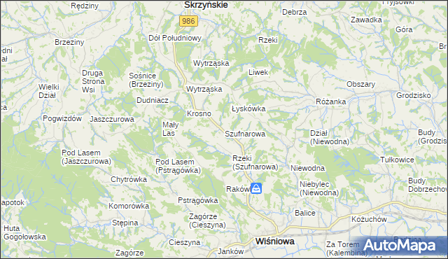 mapa Szufnarowa, Szufnarowa na mapie Targeo