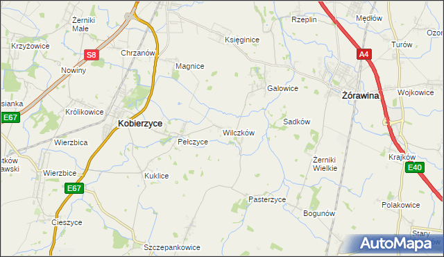 mapa Wilczków gmina Żórawina, Wilczków gmina Żórawina na mapie Targeo