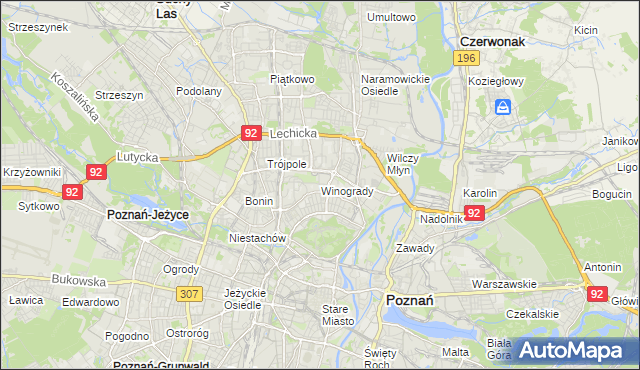 mapa Winogrady, Winogrady na mapie Targeo