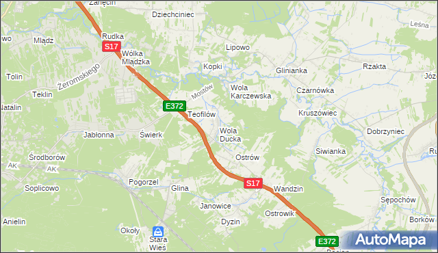 mapa Wola Ducka, Wola Ducka na mapie Targeo