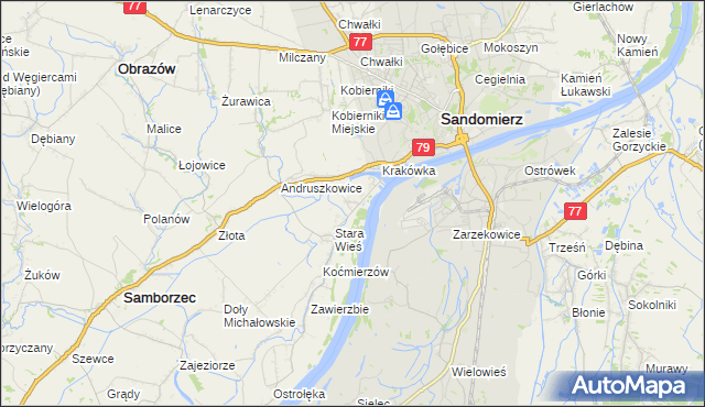 mapa Zawisełcze, Zawisełcze na mapie Targeo