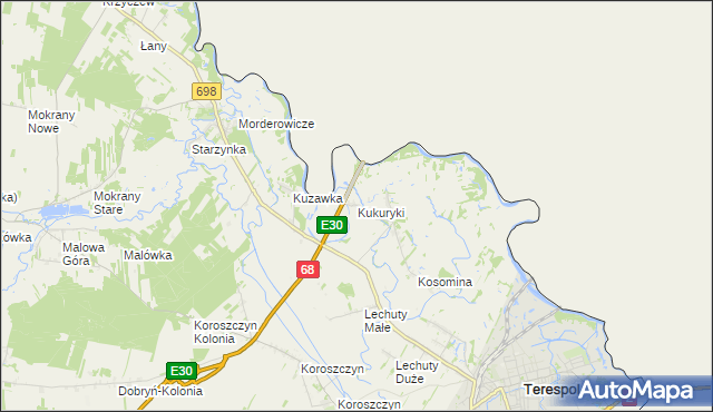 mapa Kukuryki, Kukuryki na mapie Targeo