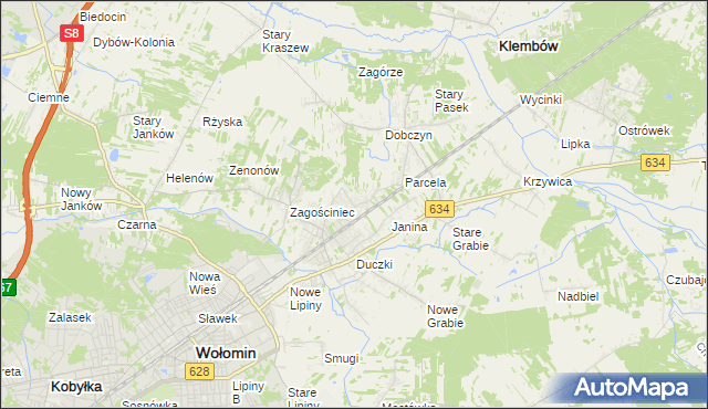 mapa Lipinki gmina Wołomin, Lipinki gmina Wołomin na mapie Targeo