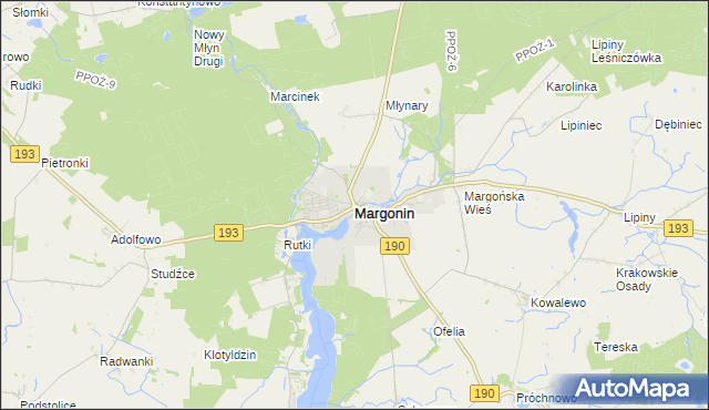 mapa Margonin, Margonin na mapie Targeo