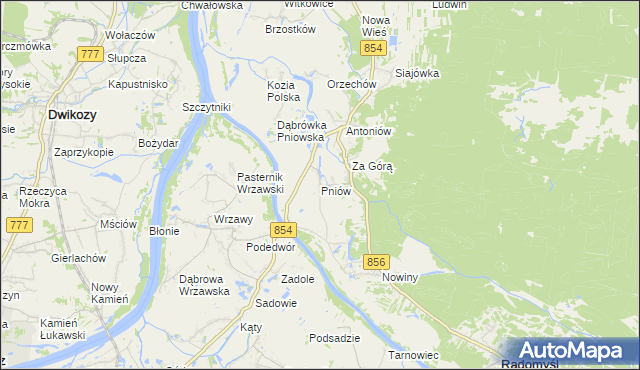 mapa Pniów gmina Radomyśl nad Sanem, Pniów gmina Radomyśl nad Sanem na mapie Targeo