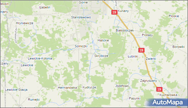 mapa Skrybicze, Skrybicze na mapie Targeo