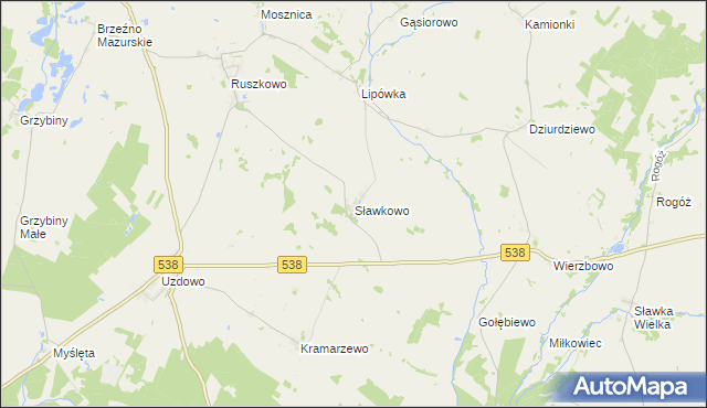 mapa Sławkowo gmina Działdowo, Sławkowo gmina Działdowo na mapie Targeo