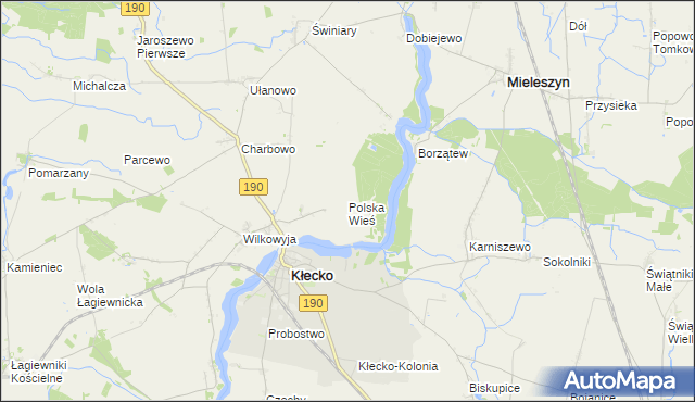 mapa Polska Wieś gmina Kłecko, Polska Wieś gmina Kłecko na mapie Targeo