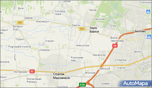 mapa Wieruchów, Wieruchów na mapie Targeo