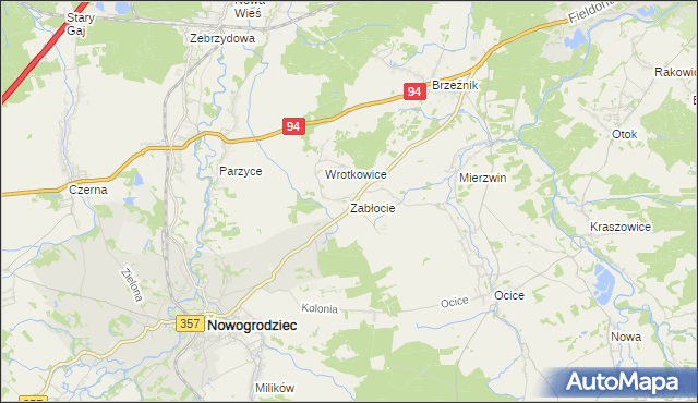 mapa Zabłocie gmina Nowogrodziec, Zabłocie gmina Nowogrodziec na mapie Targeo
