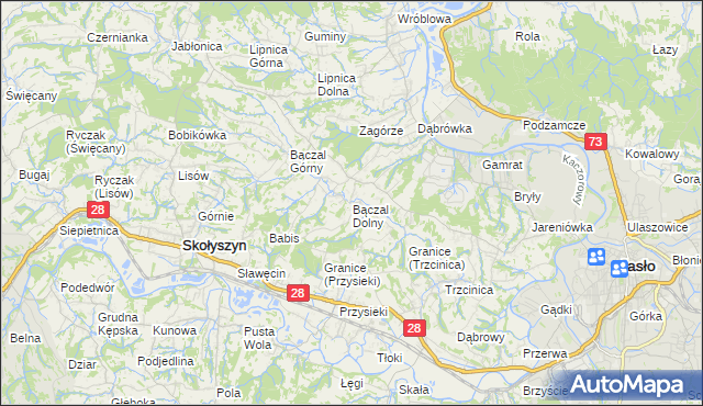 mapa Bączal Dolny, Bączal Dolny na mapie Targeo