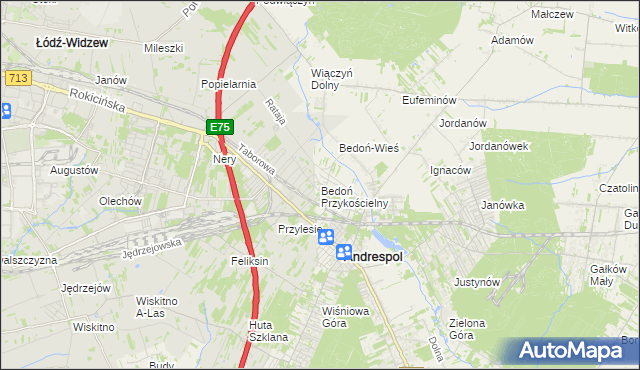 mapa Bedoń Przykościelny, Bedoń Przykościelny na mapie Targeo