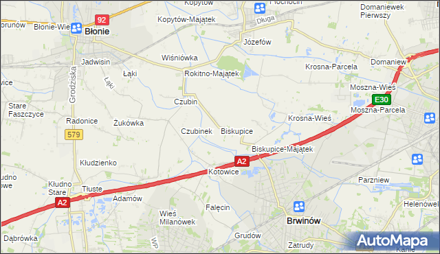 mapa Biskupice gmina Brwinów, Biskupice gmina Brwinów na mapie Targeo