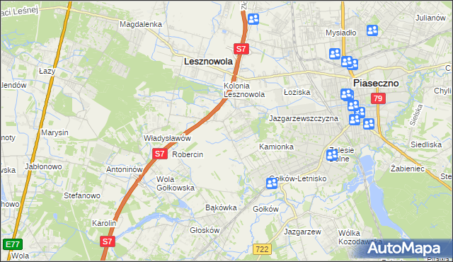 mapa Bobrowiec gmina Piaseczno, Bobrowiec gmina Piaseczno na mapie Targeo