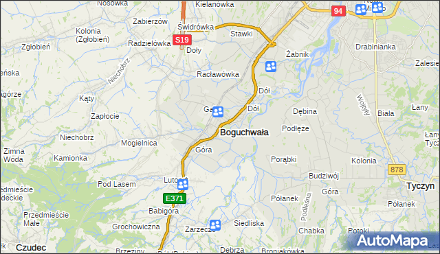 mapa Boguchwała powiat rzeszowski, Boguchwała powiat rzeszowski na mapie Targeo