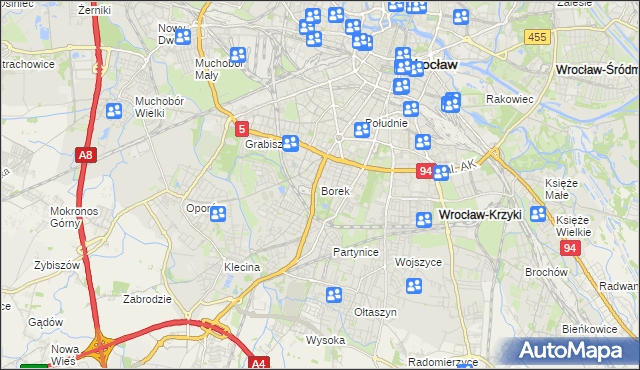mapa Borek gmina Wrocław, Borek gmina Wrocław na mapie Targeo