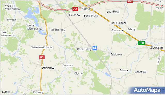 mapa Borki-Paduchy, Borki-Paduchy na mapie Targeo