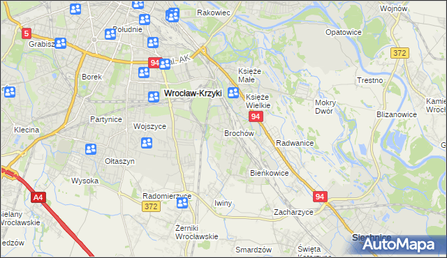 mapa Brochów gmina Wrocław, Brochów gmina Wrocław na mapie Targeo