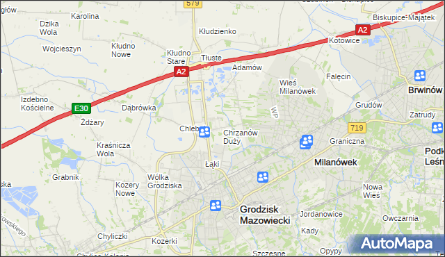 mapa Chrzanów Duży, Chrzanów Duży na mapie Targeo