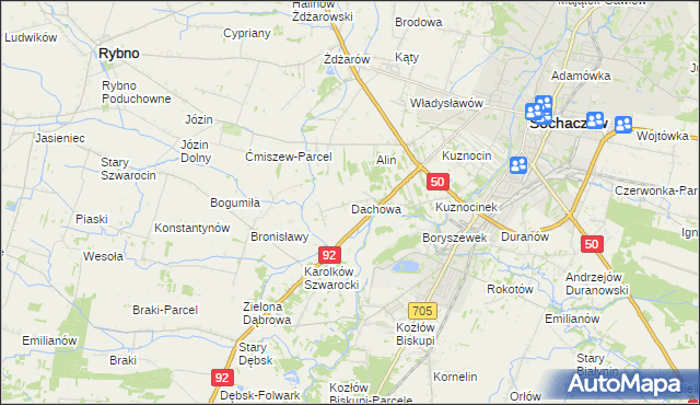 mapa Dachowa gmina Sochaczew, Dachowa gmina Sochaczew na mapie Targeo