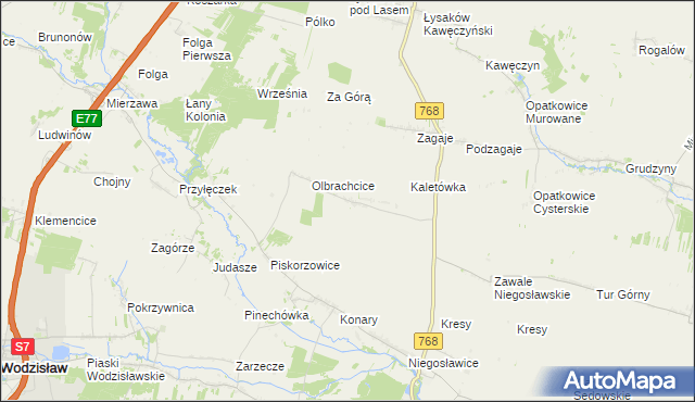 mapa Dębiany gmina Wodzisław, Dębiany gmina Wodzisław na mapie Targeo