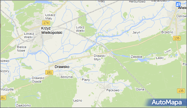 mapa Drawski Młyn, Drawski Młyn na mapie Targeo