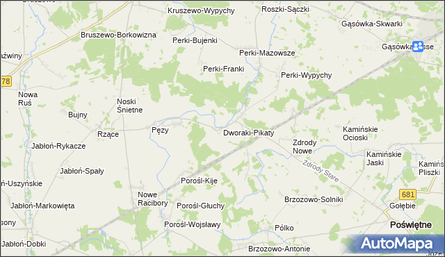 mapa Dworaki-Pikaty, Dworaki-Pikaty na mapie Targeo