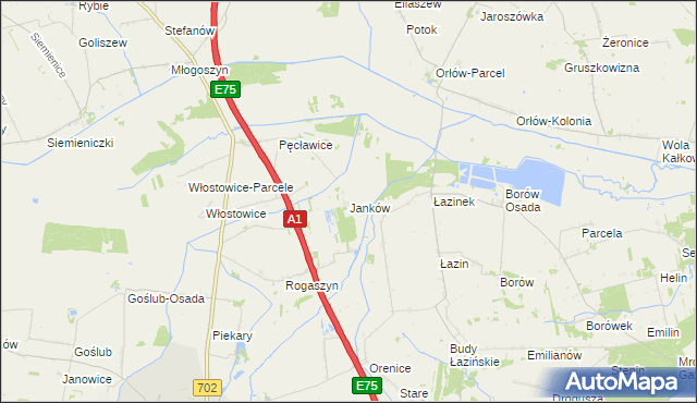 mapa Janków gmina Piątek, Janków gmina Piątek na mapie Targeo