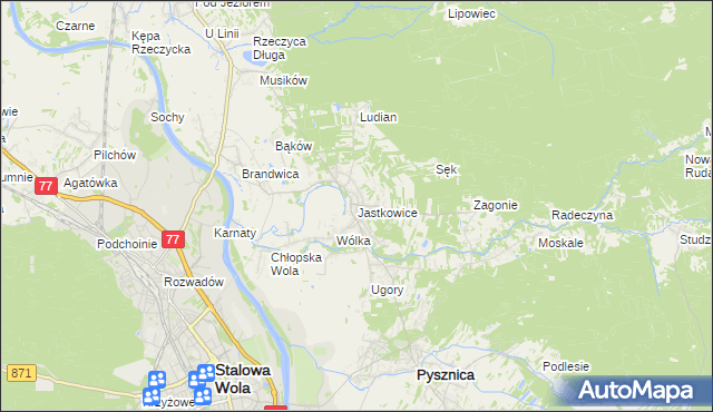 mapa Jastkowice, Jastkowice na mapie Targeo