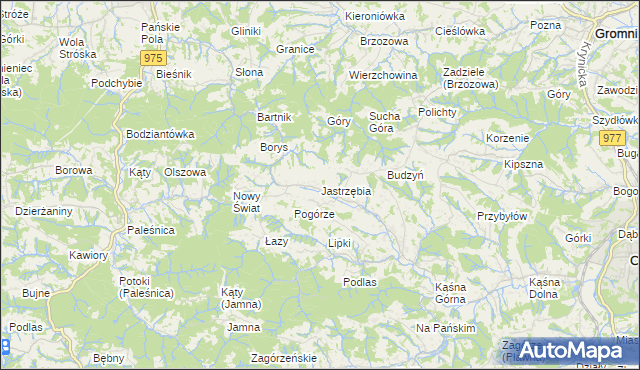 mapa Jastrzębia gmina Ciężkowice, Jastrzębia gmina Ciężkowice na mapie Targeo