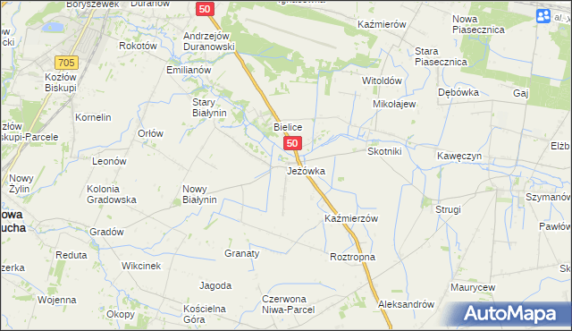 mapa Jeżówka gmina Sochaczew, Jeżówka gmina Sochaczew na mapie Targeo