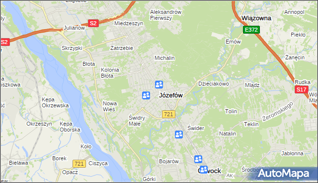 mapa Józefów powiat otwocki, Józefów powiat otwocki na mapie Targeo