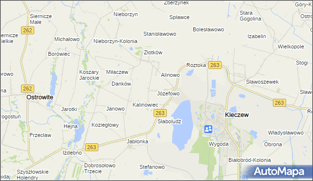 mapa Józefowo gmina Kleczew, Józefowo gmina Kleczew na mapie Targeo