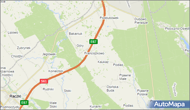 mapa Józefowo gmina Raczki, Józefowo gmina Raczki na mapie Targeo