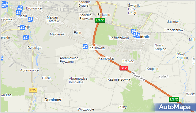 mapa Kalinówka gmina Głusk, Kalinówka gmina Głusk na mapie Targeo