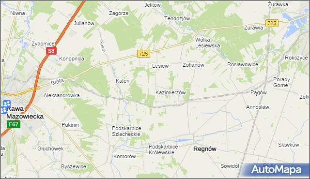 mapa Kazimierzów gmina Regnów, Kazimierzów gmina Regnów na mapie Targeo