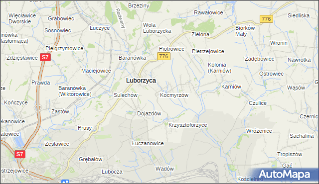 mapa Kocmyrzów, Kocmyrzów na mapie Targeo