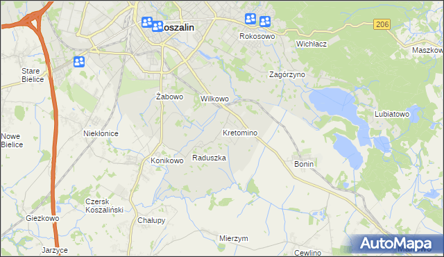 mapa Kretomino, Kretomino na mapie Targeo