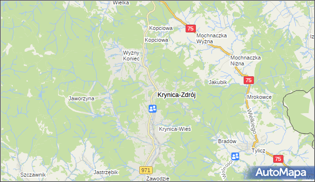 mapa Krynica-Zdrój, Krynica-Zdrój na mapie Targeo