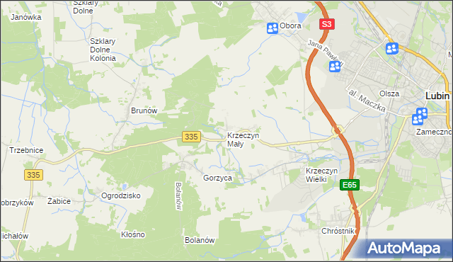 mapa Krzeczyn Mały, Krzeczyn Mały na mapie Targeo