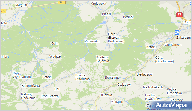 mapa Kudłacz Gajówka, Kudłacz Gajówka na mapie Targeo